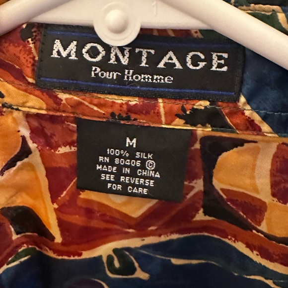 Vintage funky abstract 100% silk pocket short sleeve shirt size M - Picture 6 of 7